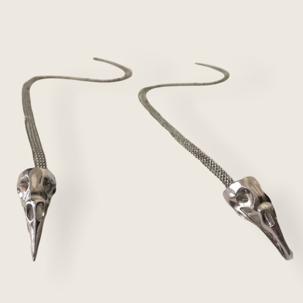 Talon Bird Skull Silver Necklace Long Chain NEW